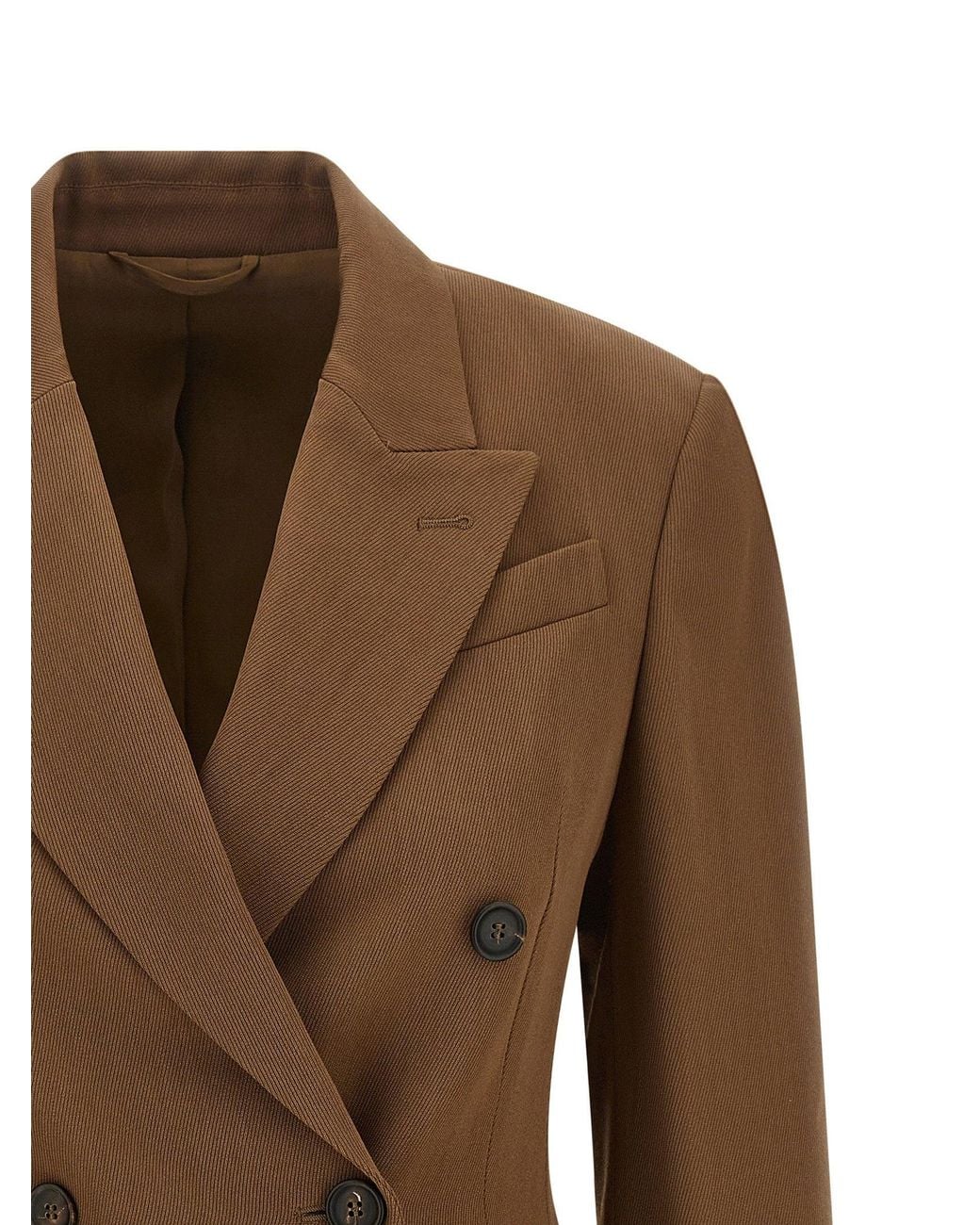 Brunello Cucinelli Brown Double-Breasted Virgin Wool Blazer