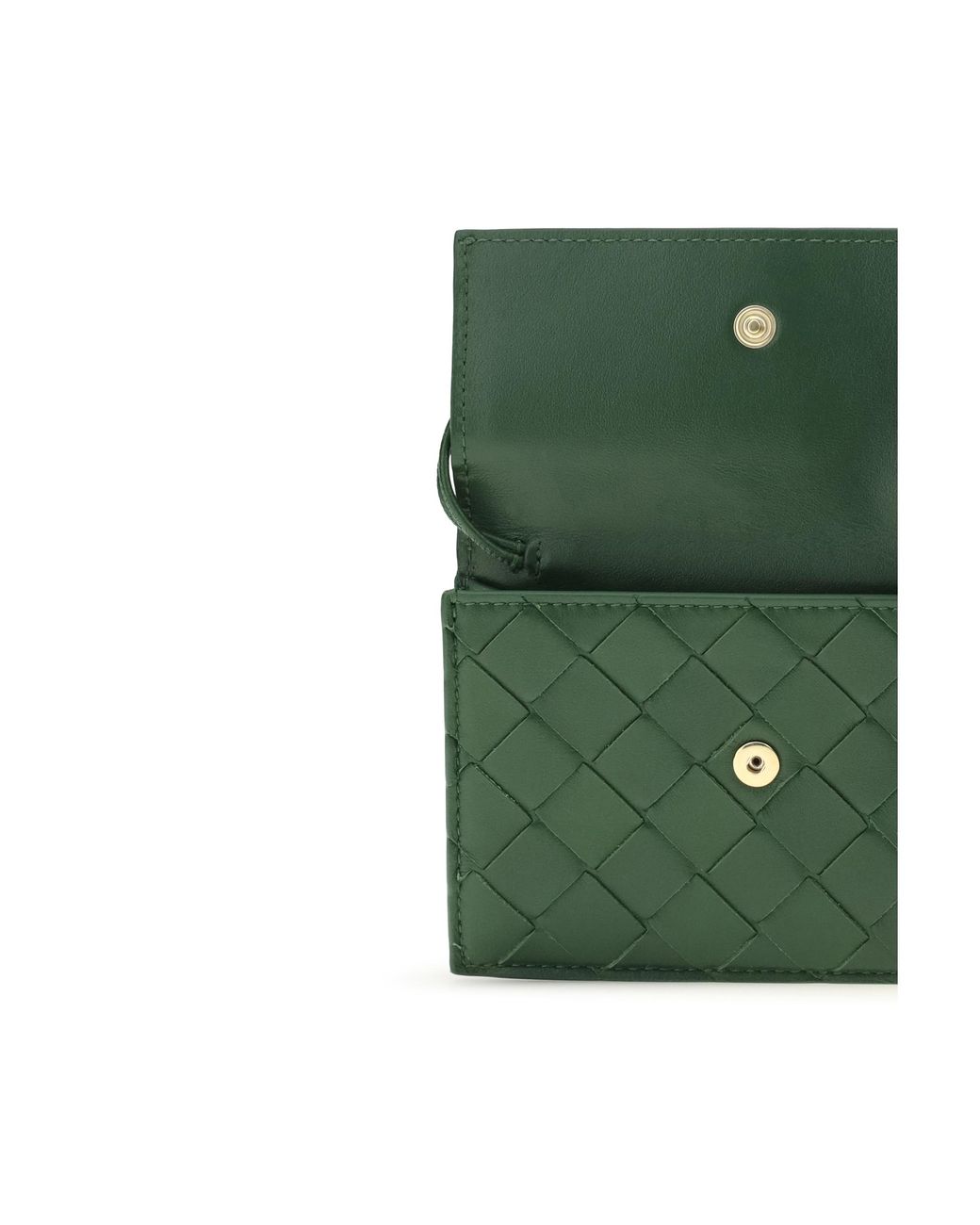 Bottega Veneta Green Card Holder Knot Brass Basil-Muse Lamb Leather Wallets & Purses