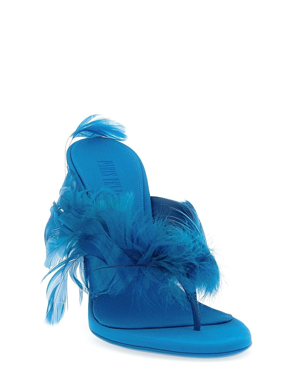 Paris Texas Blue 'Lidia Feather Thong' Mules
