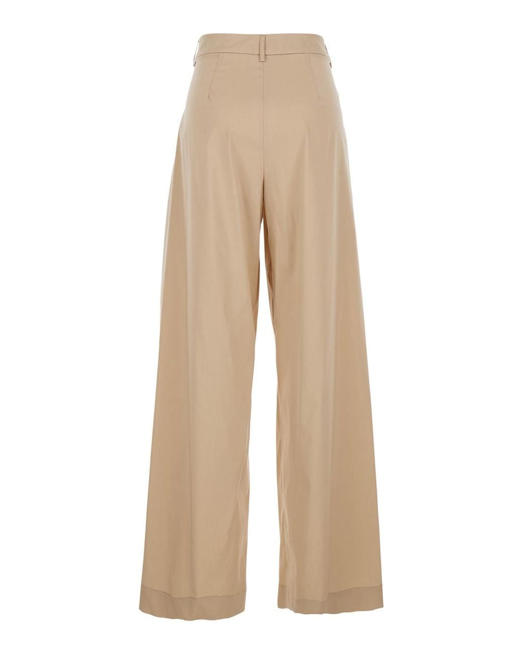 Le Plain Natural Trousers With Front Pleats And Wide Leg