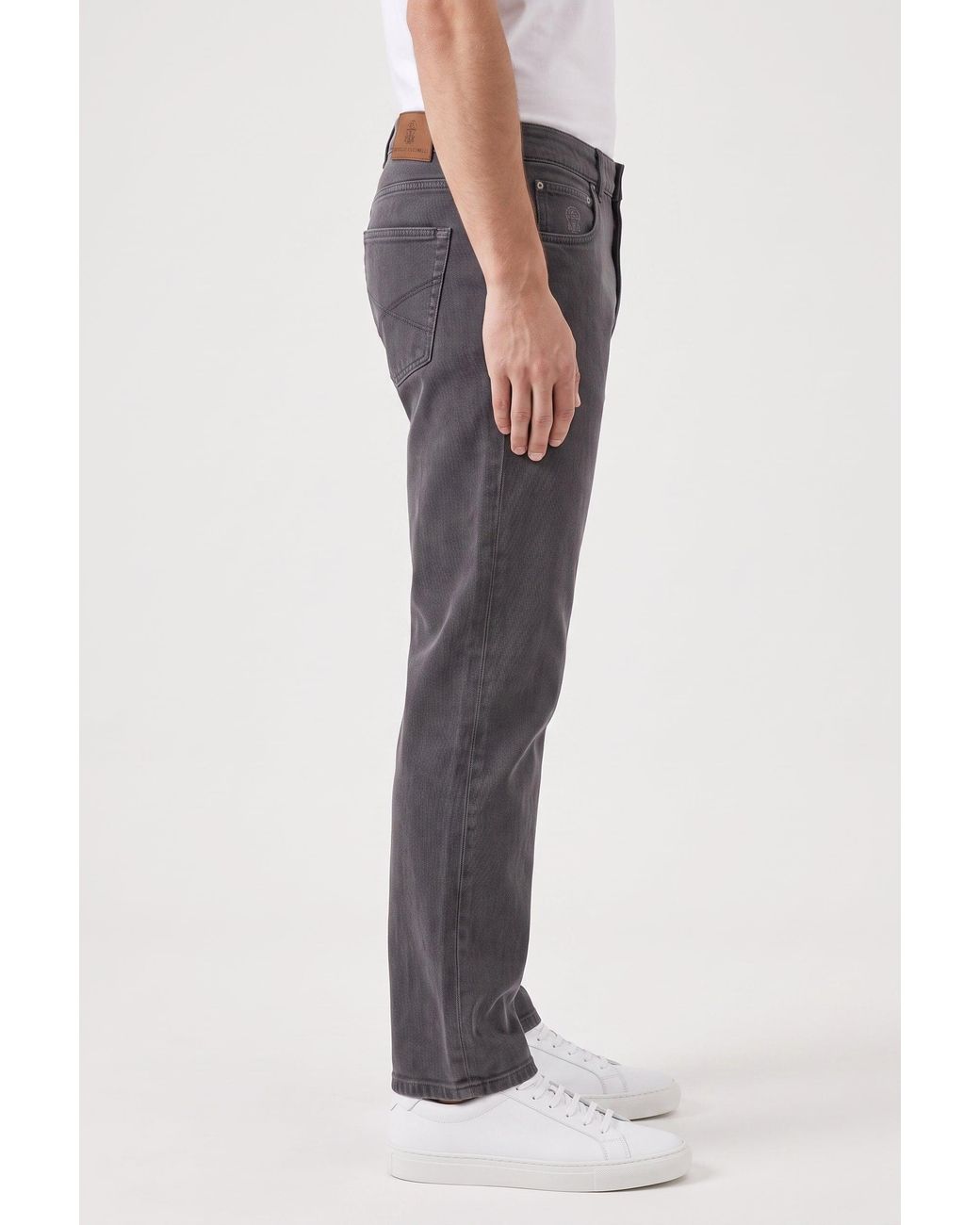 Brunello Cucinelli Gray 100% Cotton 5 Pocket Leisure Fit Denim Pants for men