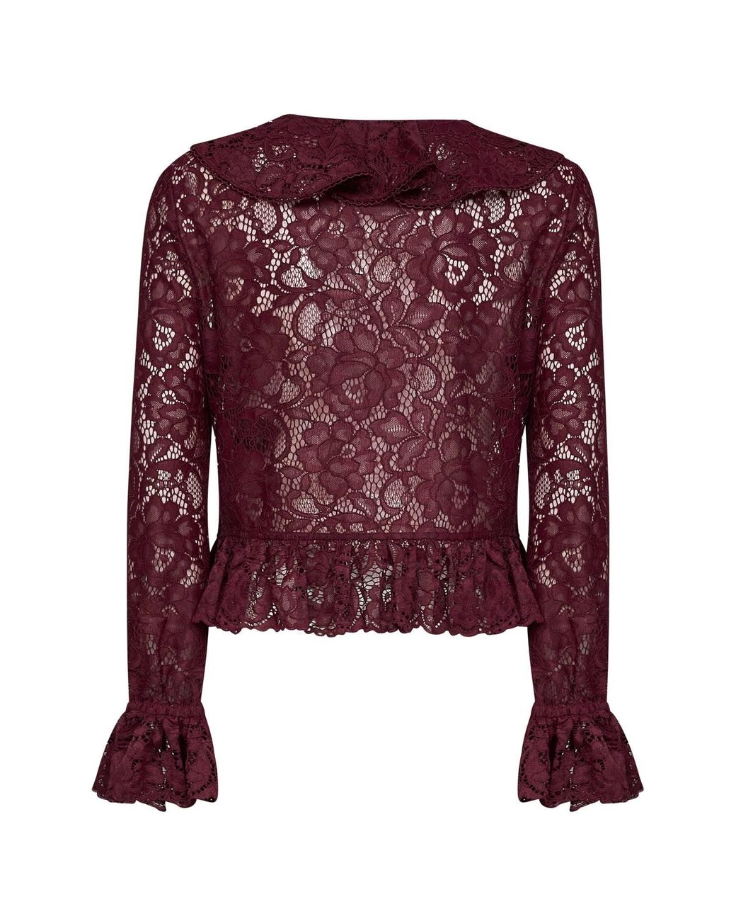 Self-Portrait Red Top Ruffled Lace Polyester Cardigans