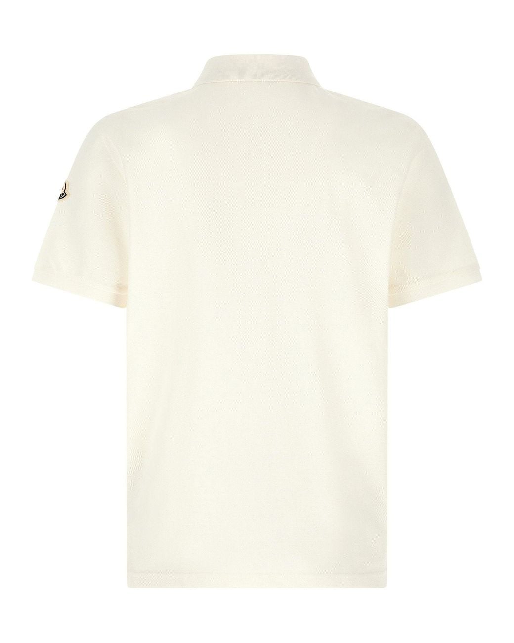 Moncler White Logo-Patch Cotton Piqué Polo Shirt for men