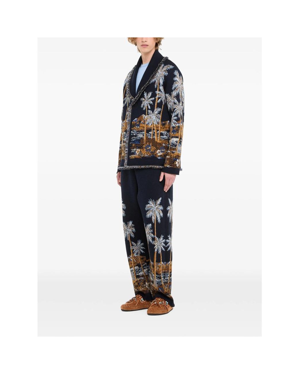 Alanui Blue Diamond Head Fringed Cardigan for men