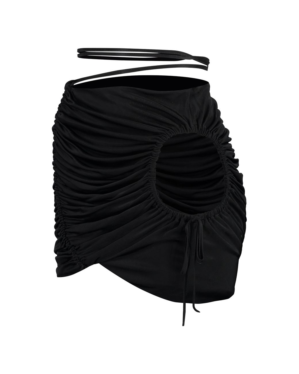 ANDREADAMO Black Draped Skirt With Adjustable Straps Viscose