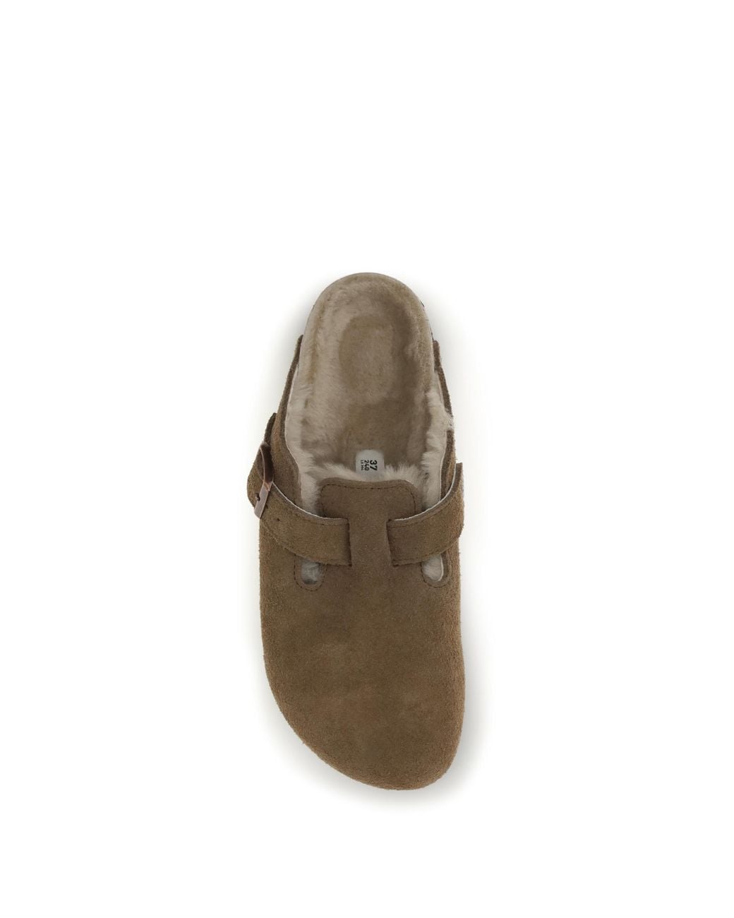 Birkenstock Brown Shearling Mules Boston Upper: Suede; Sole: Rubber Sandal