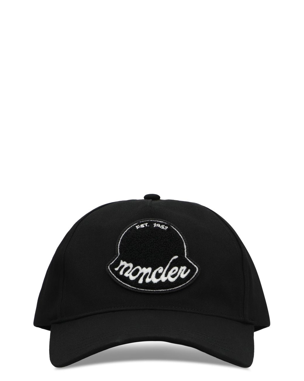 Moncler Black Baseball Cap With Logo Cotton Hat for men