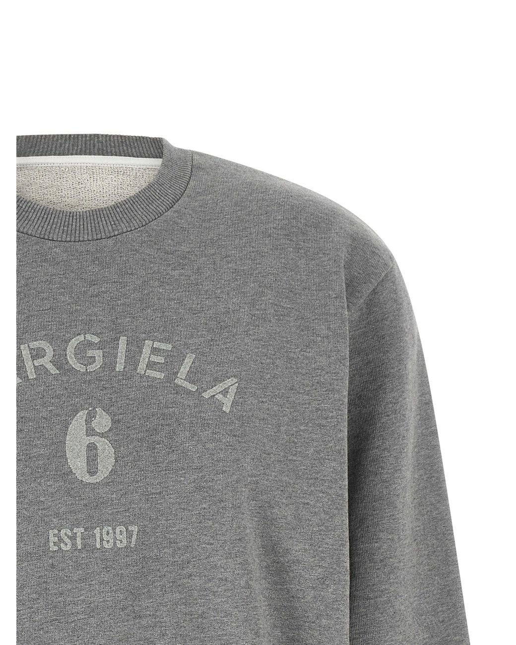 MM6 by Maison Margiela Gray Logo Print Sweatshirt