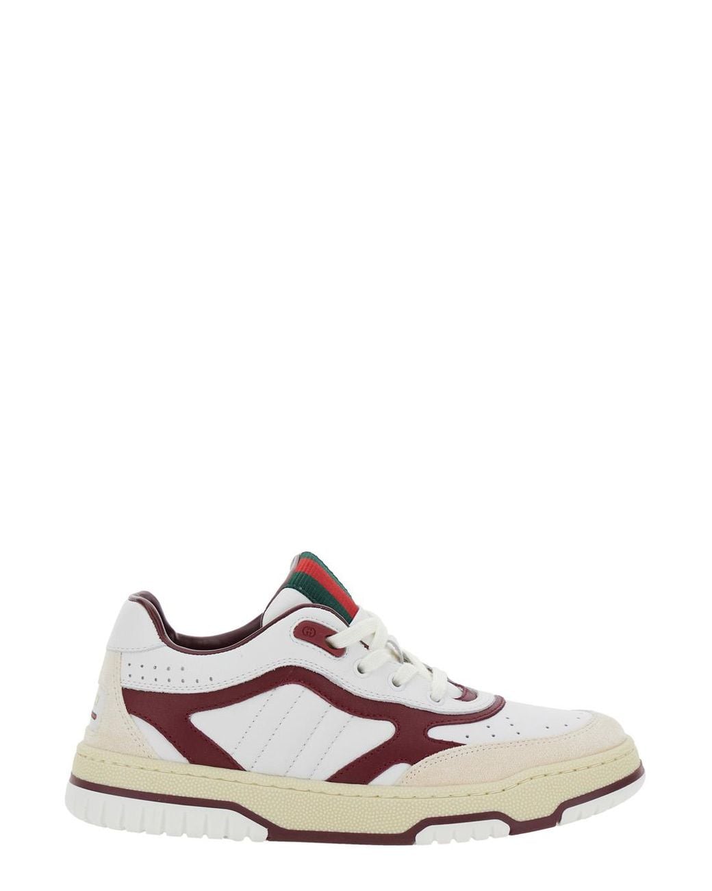 Gucci White Low Top Sneakers With Web Tongue Calf Trainers for men