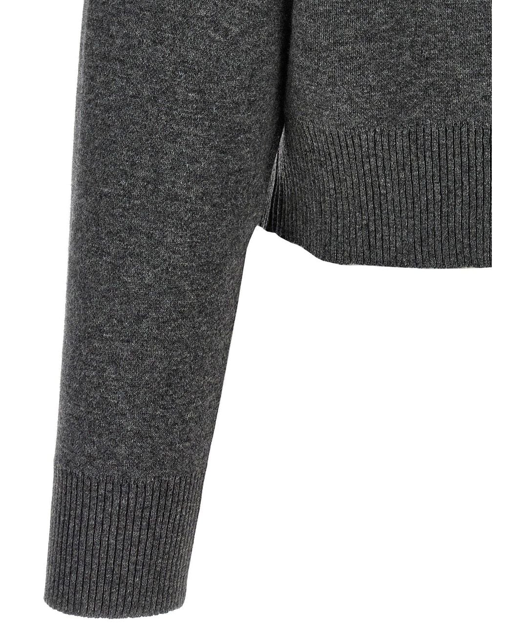 Brunello Cucinelli Gray Wool Zip-Front Crop Cardigan