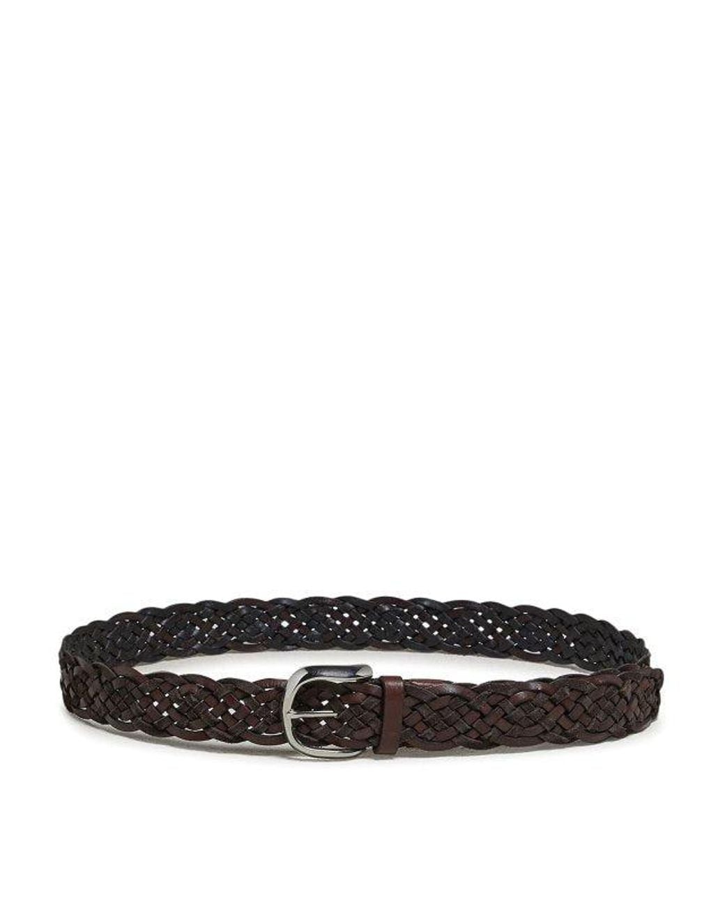 Brunello Cucinelli Black Moors Head Braided Leather Belt for men