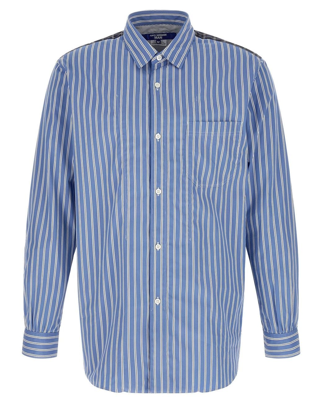 Junya Watanabe Blue Patchwork Cotton Poplin Shirt for men