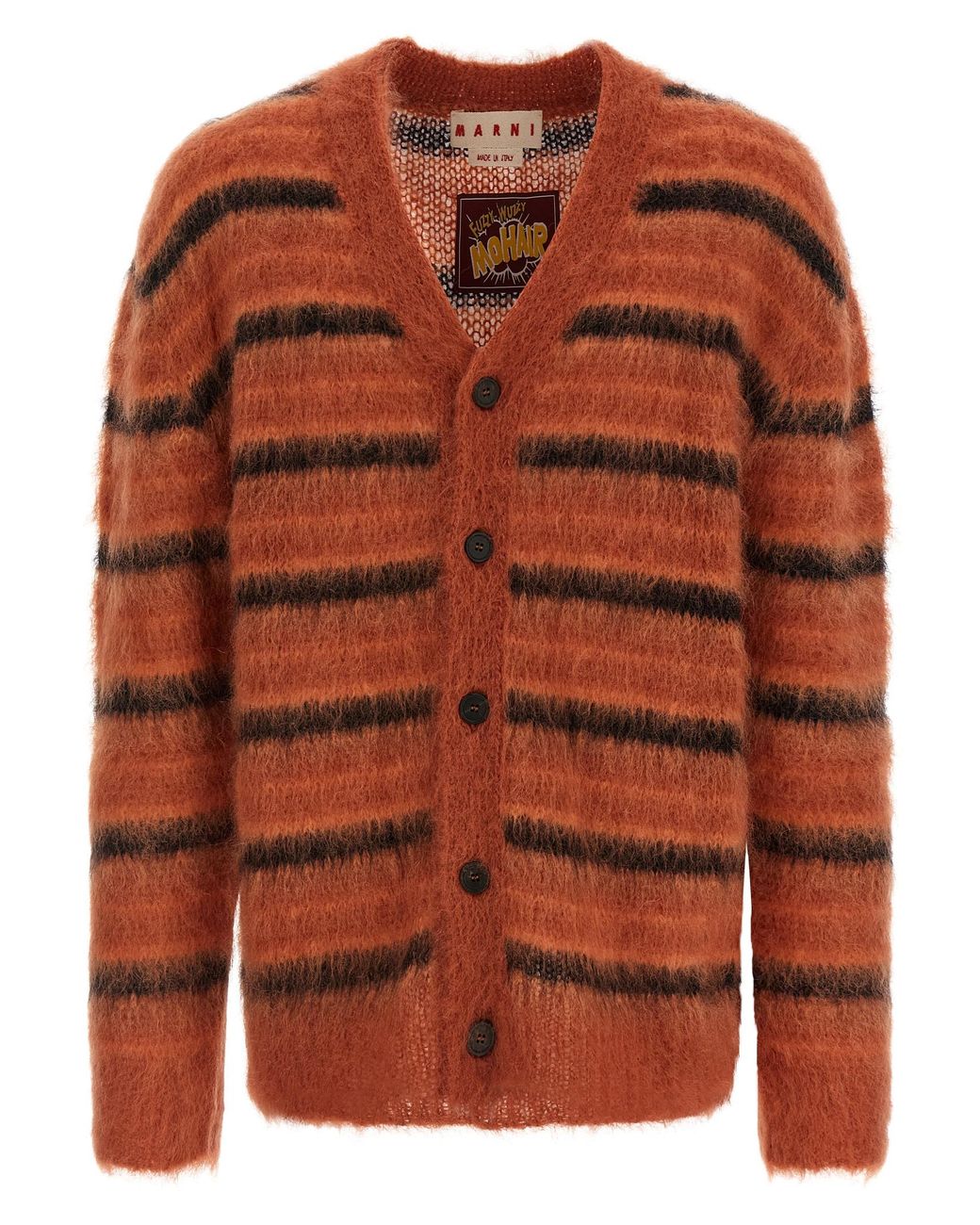 Marni Brown Brushed Striped Cardigan Wm Pl Sweater, Cardigans for men
