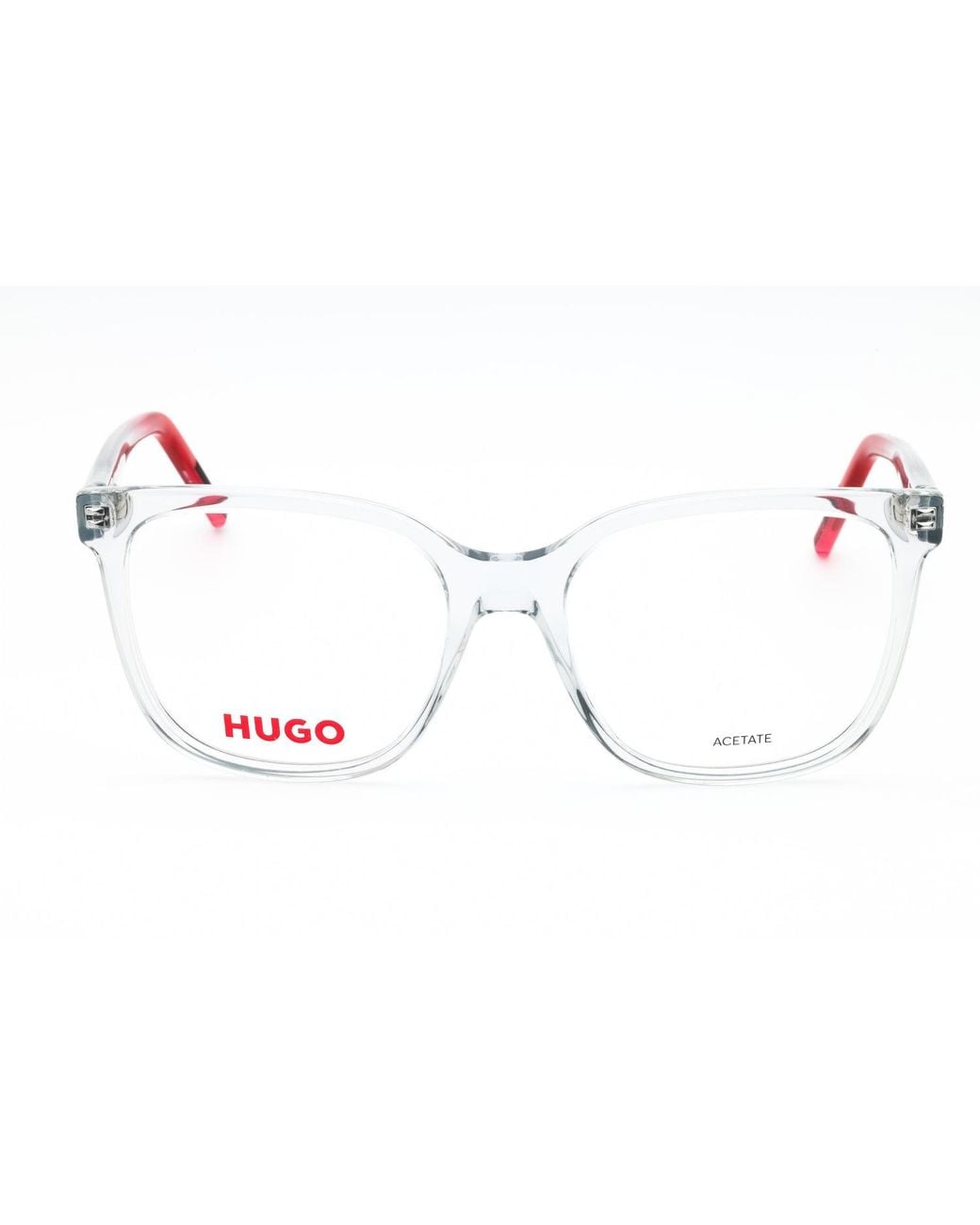 HUGO Black Hugo Hg1266 Rectangular Acetate Eyeglasses — Clear