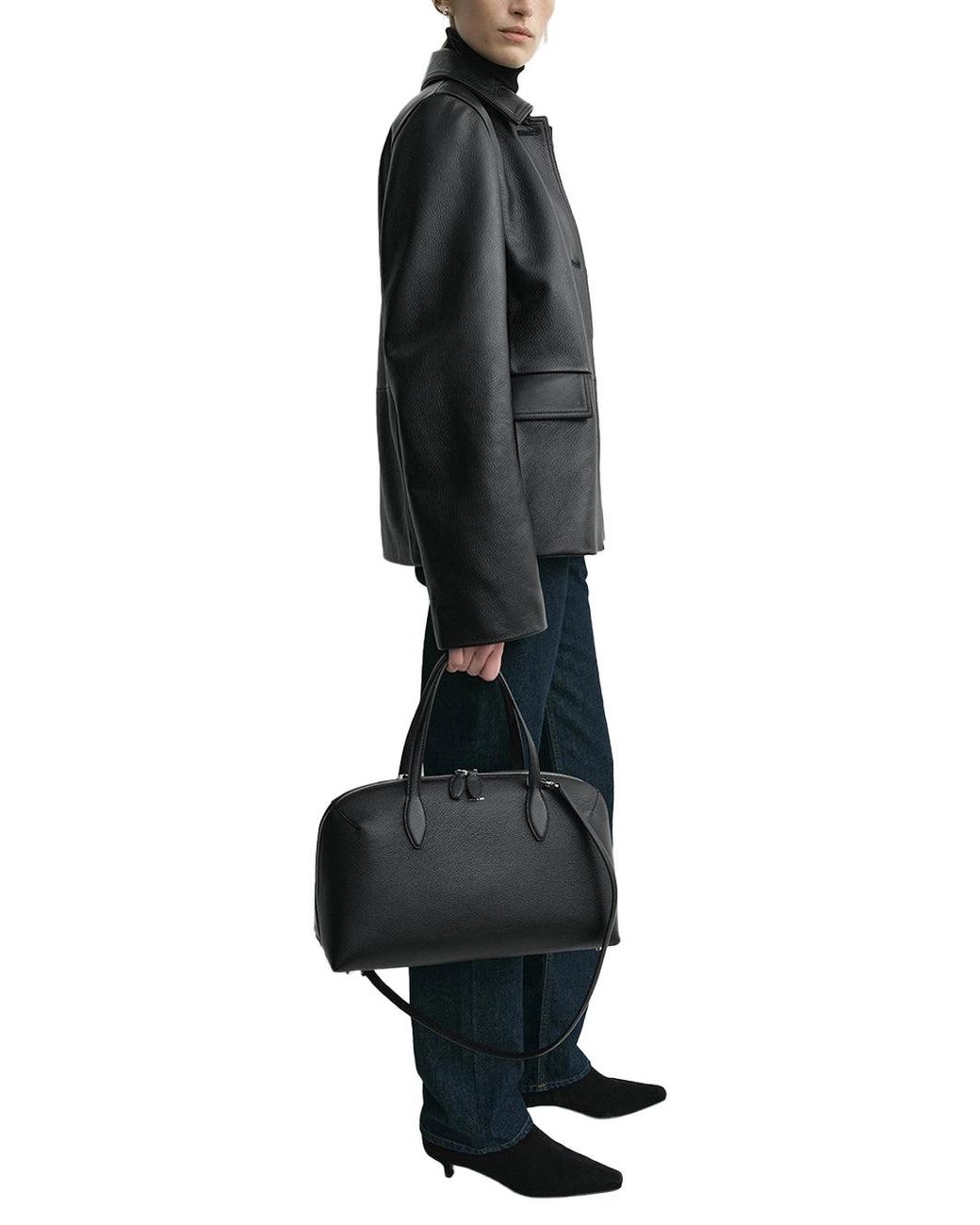 Totême Black Grained Leather Jacket