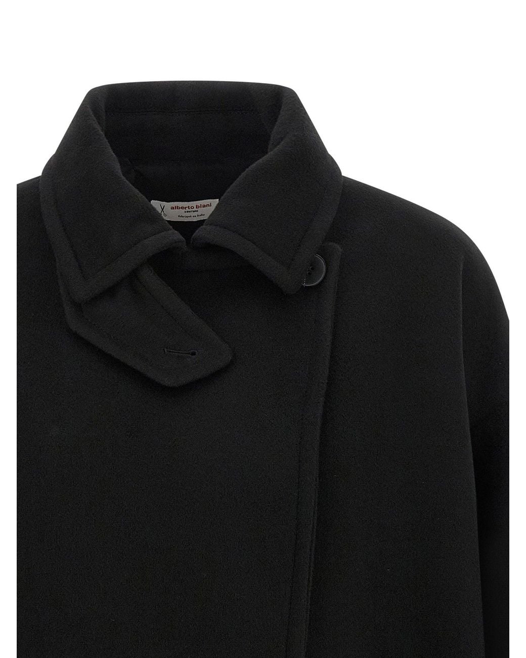 Alberto Biani Black Double-Breasted Wool Coat