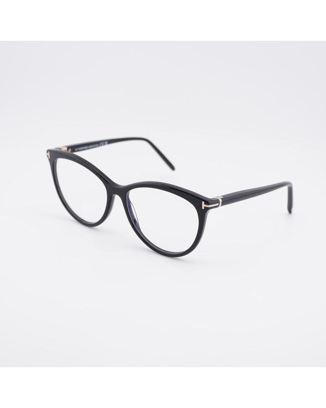 Tom Ford Black Eyeglasses Round Full Rim, Shiny Frame And Clear--Light Block Lenses Lens Ft5990-B001 Sunglasses
