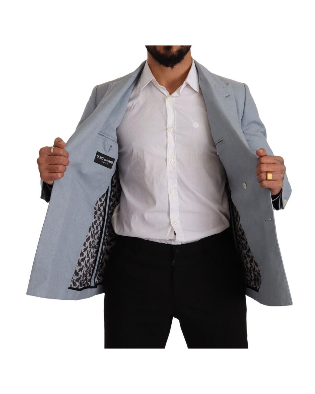 Dolce & Gabbana Gray Cotton Linen Slim Fit Jacket Coat Blazer Light Clothing for men