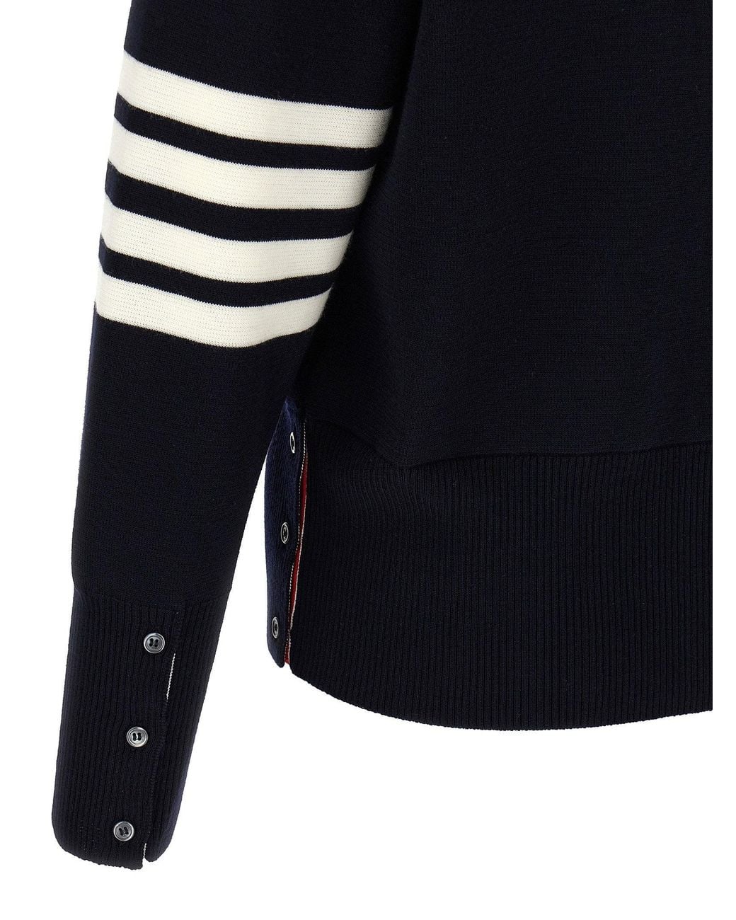 Thom Browne Blue 4-Bar Striped Virgin Wool Cardigan