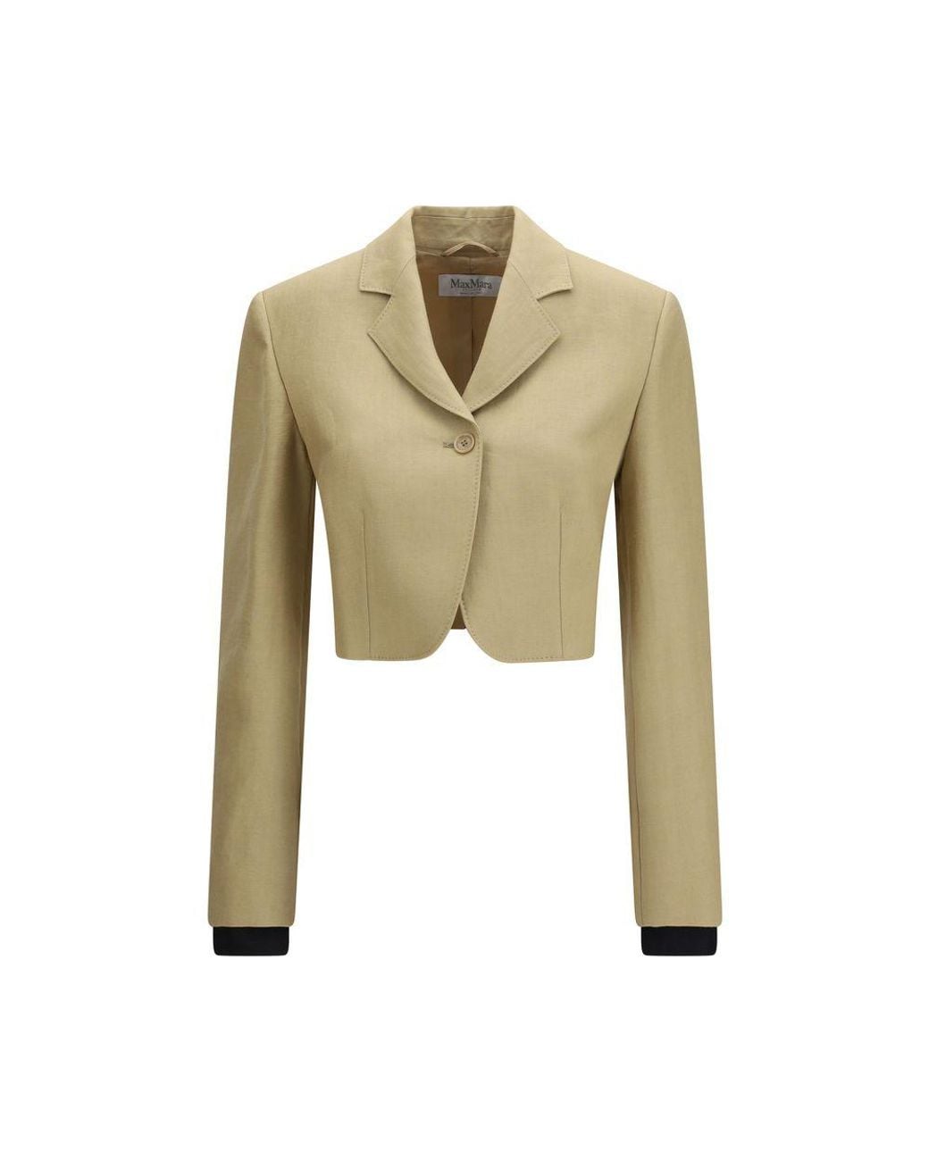 Max Mara Green Beige Linen Denim Jacket