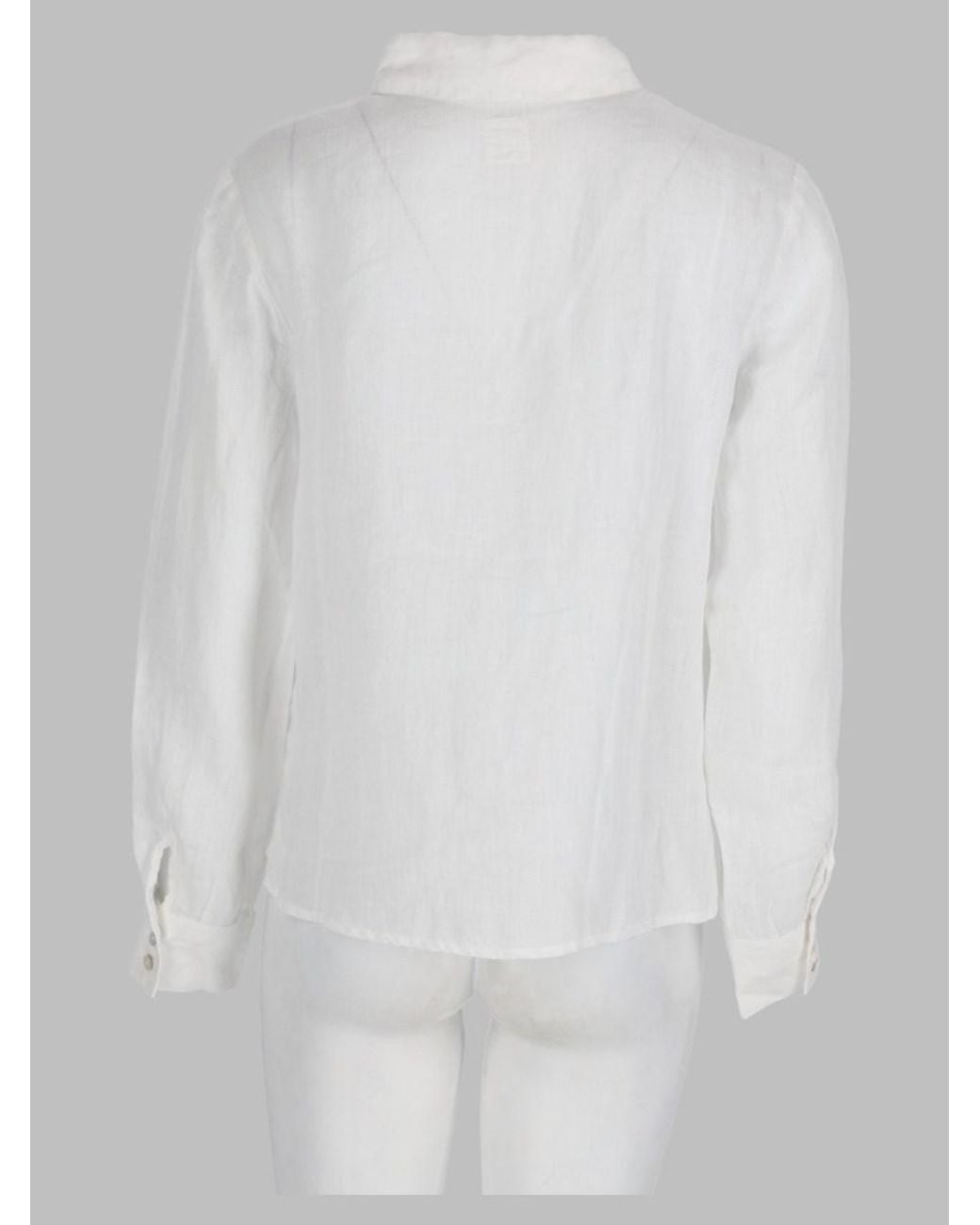 120% Lino White Knot Linen Shirt