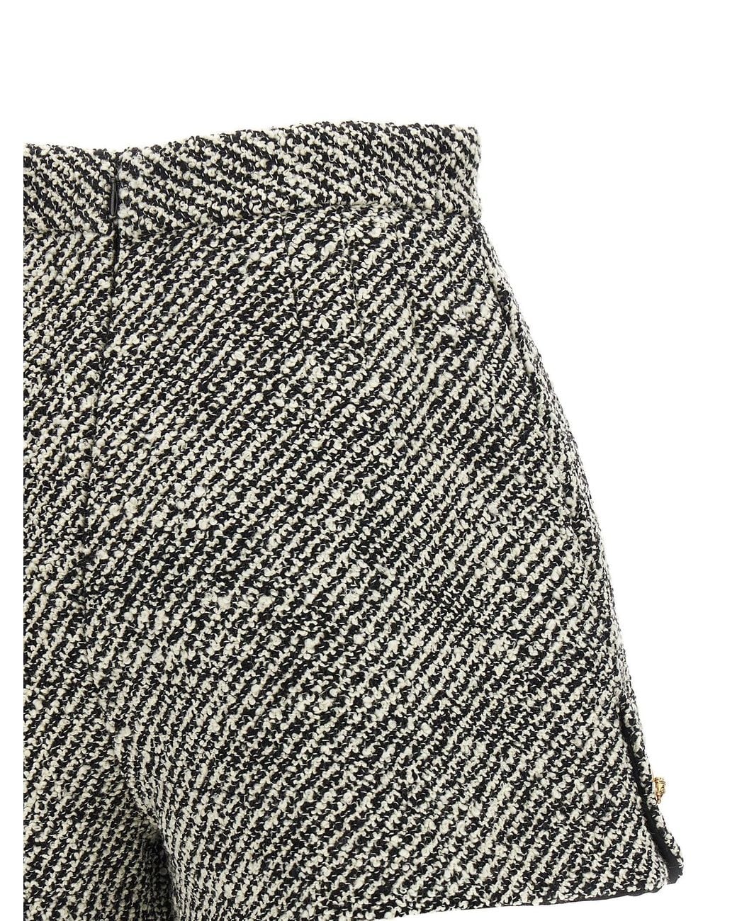 Versace Gray Two-Tone Bouclé Virgin Wool Shorts