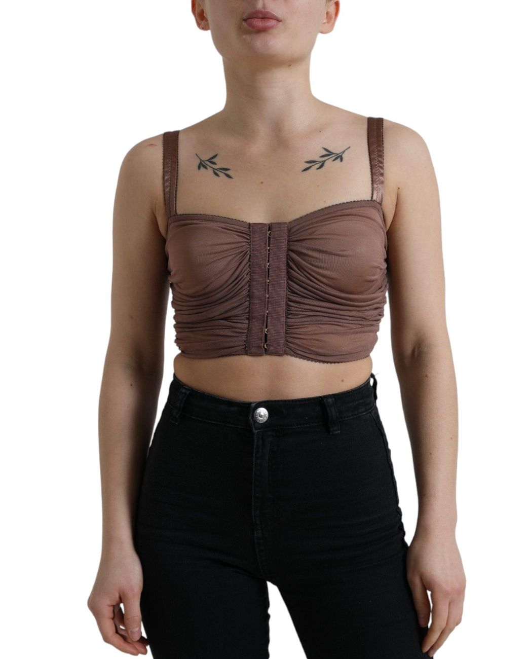 Dolce & Gabbana Black Viscose Bustier Sleeveless Cropped Top