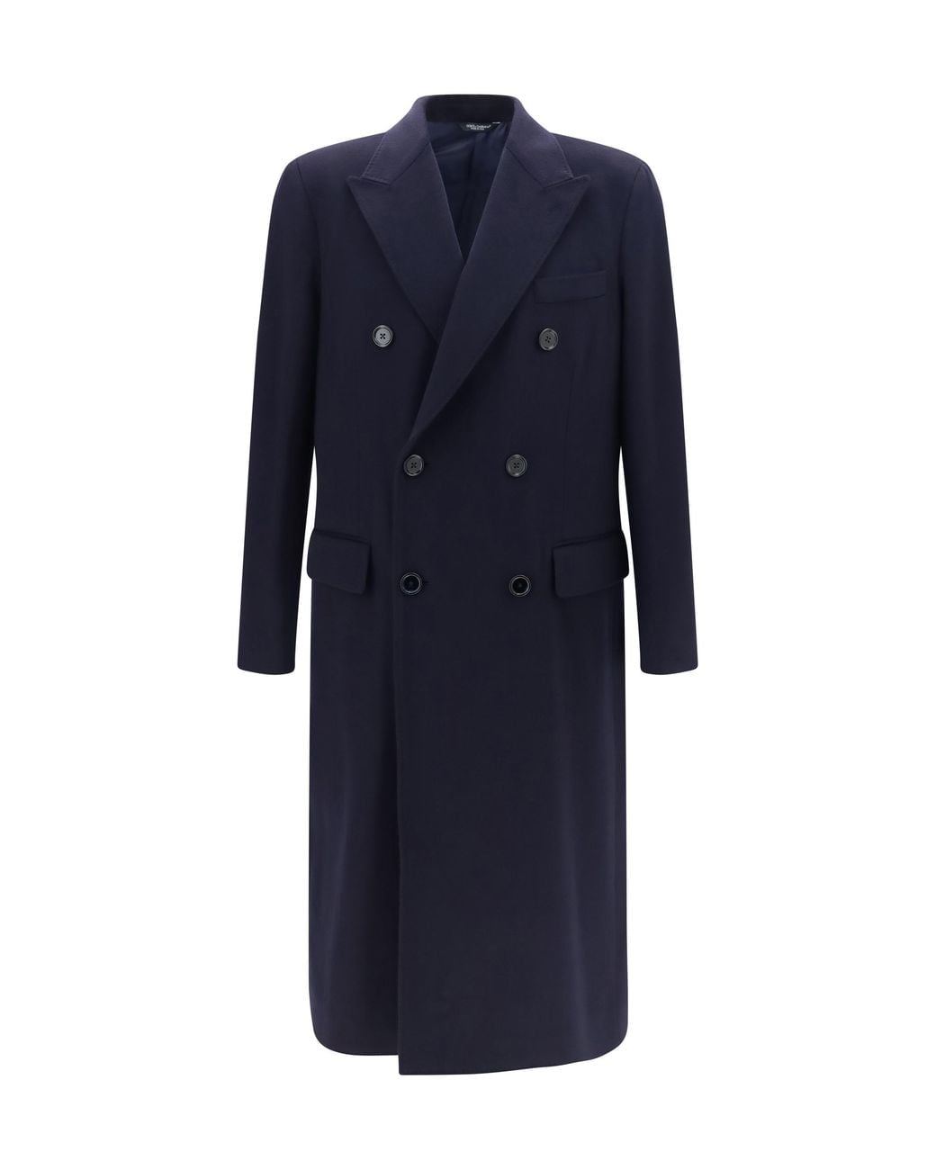 Dolce & Gabbana Blue Double-Breasted Wool Coat Merino Ovis Aries Jacket for men