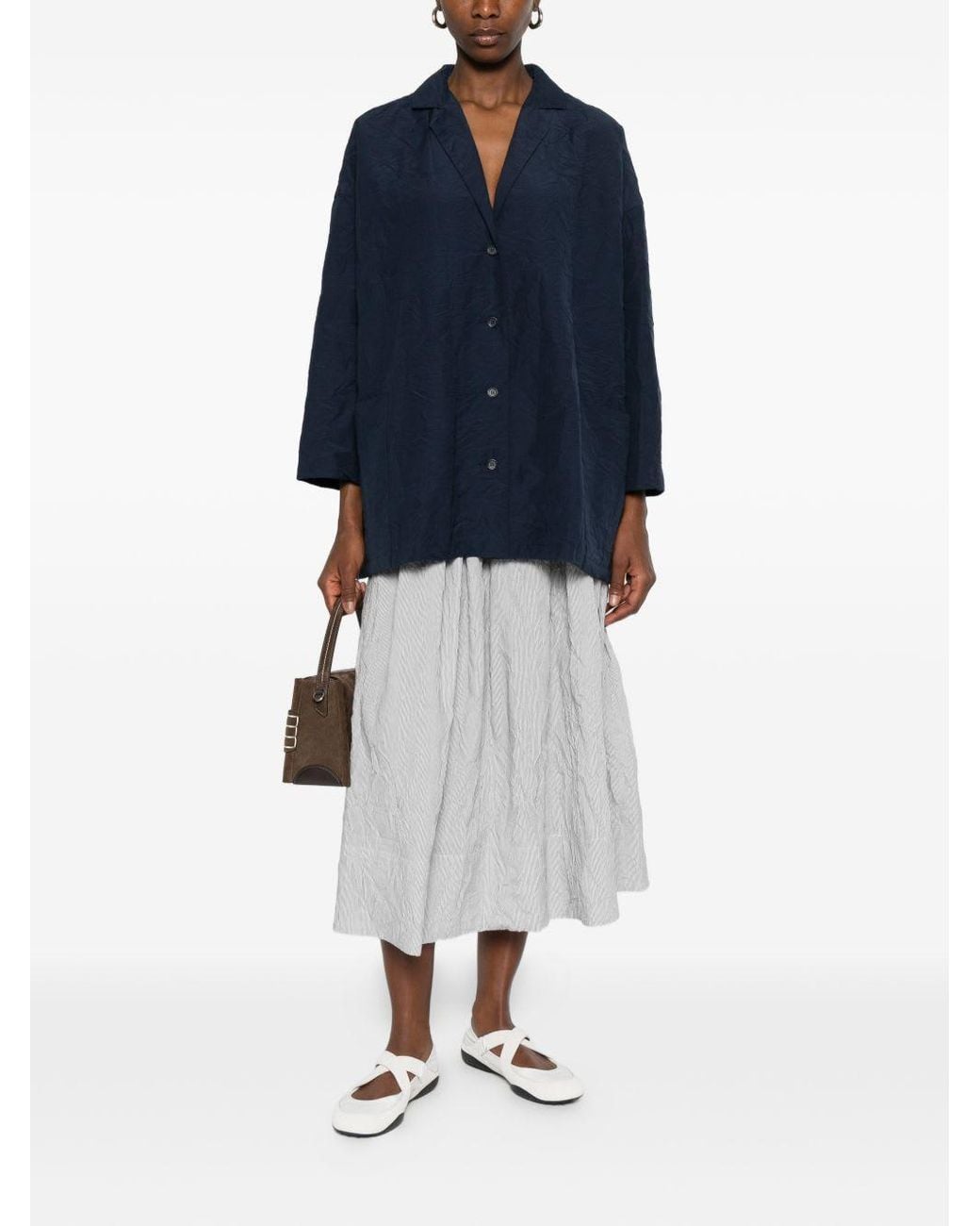 Apuntob Blue Cotton Blend Blazer Jacket