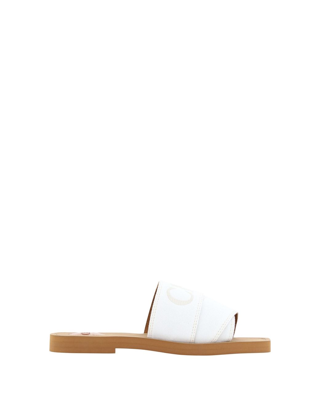 Chloé White Cotton Slides Woody Sandals