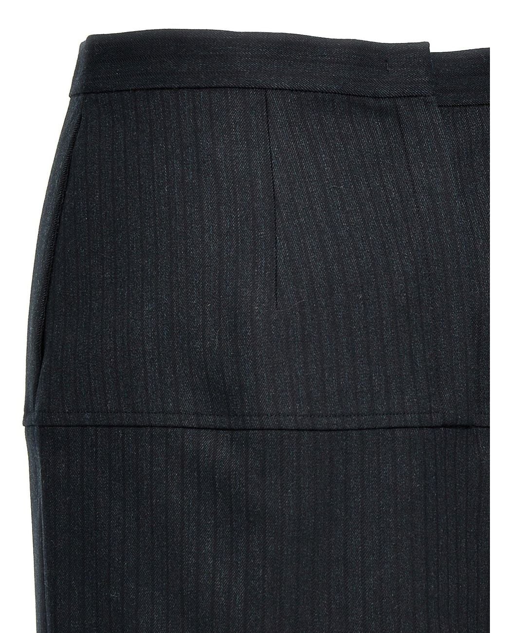 Fendi Blue Pinstripe Wool Skirt