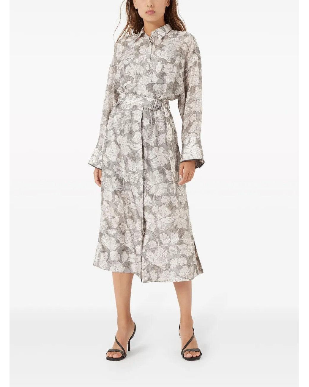 Brunello Cucinelli Natural Light Silk Shirt Dress