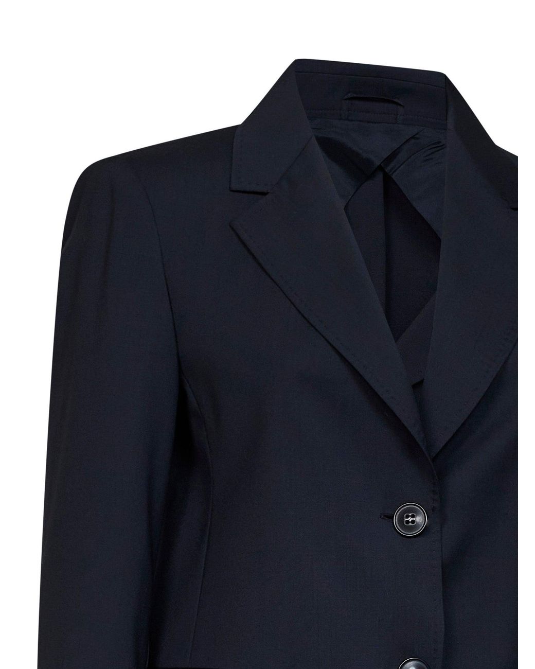 Max Mara Blue Single-Breasted Blazer Mstassenzi Virgin Wool Jacket