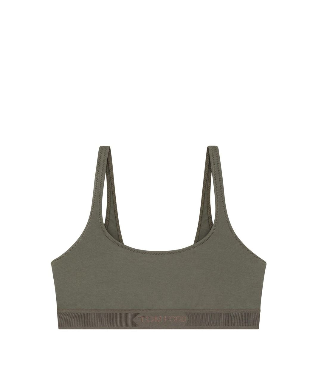 Tom Ford Gray Scoop-Neck Top Modal Tops