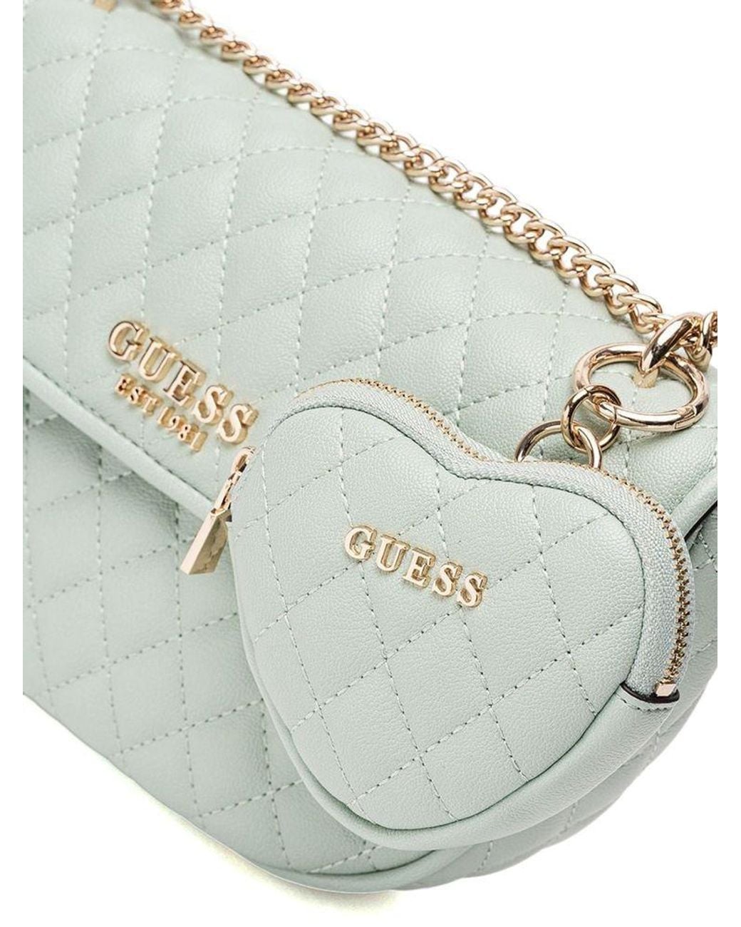 Guess White Guess Quilted Polyurethane Crossbody Bag