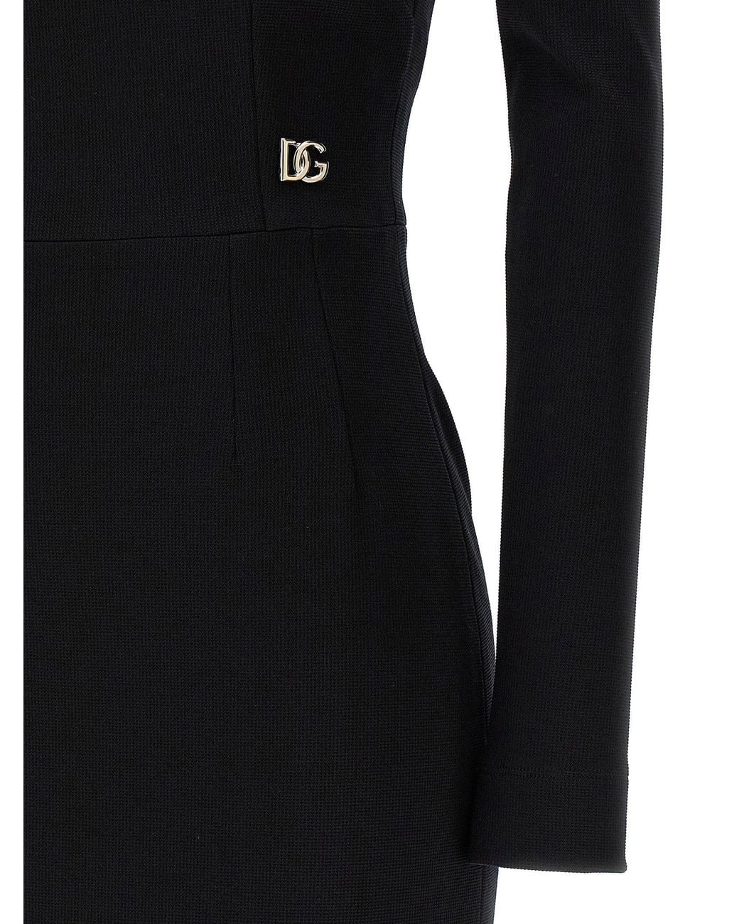 Dolce & Gabbana Black Dolce & Gabbana Logo Stretch Viscose Dress