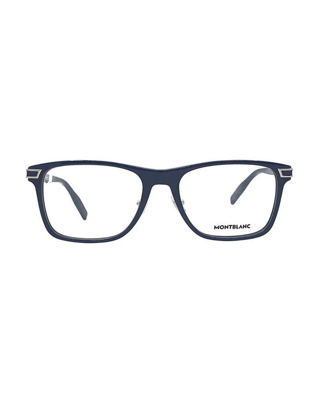 Montblanc Blue Eyeglasses Square Full Rim, Frame And Clear Demo Lenses Lens Mb0042O003 Sunglasses for men