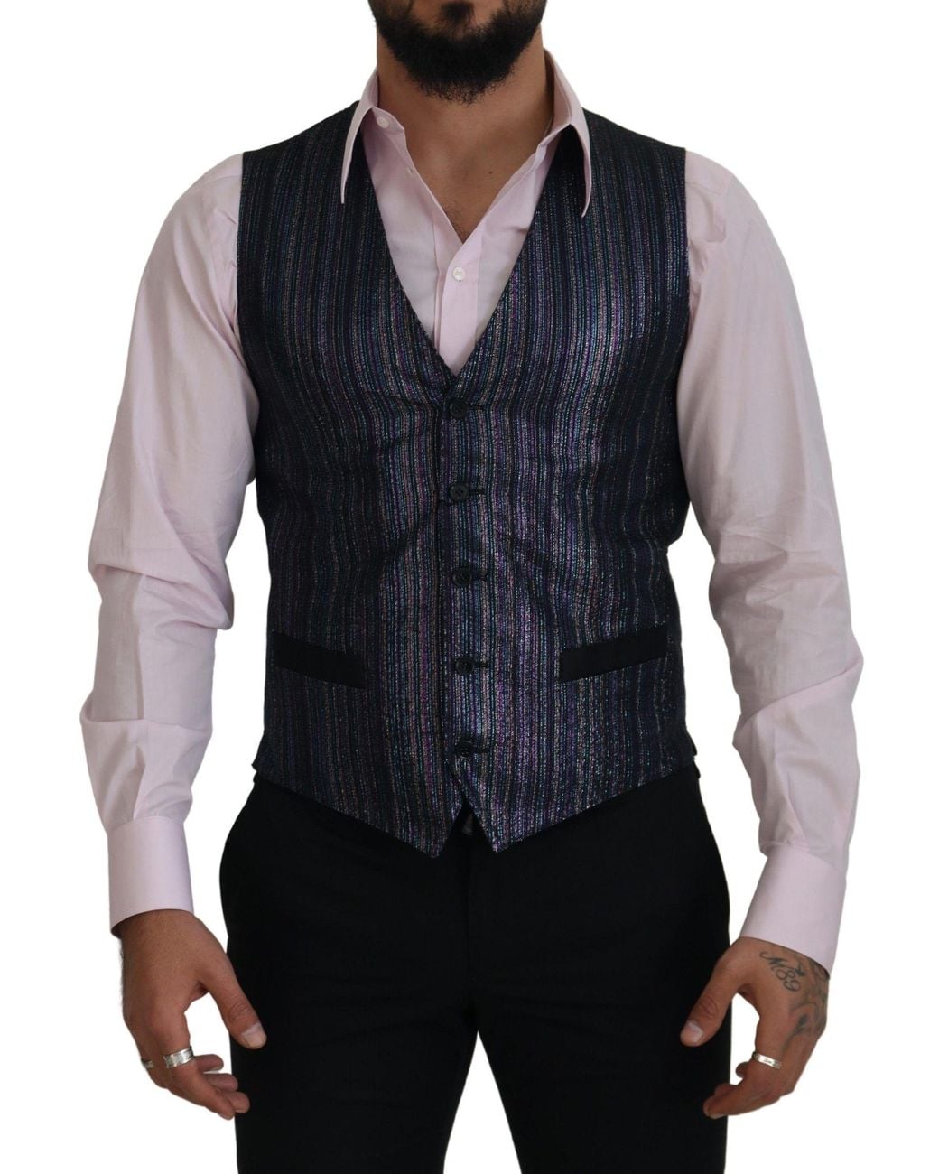 Dolce & Gabbana Blue Polyester Waistcoat Dress Formal Vest for men