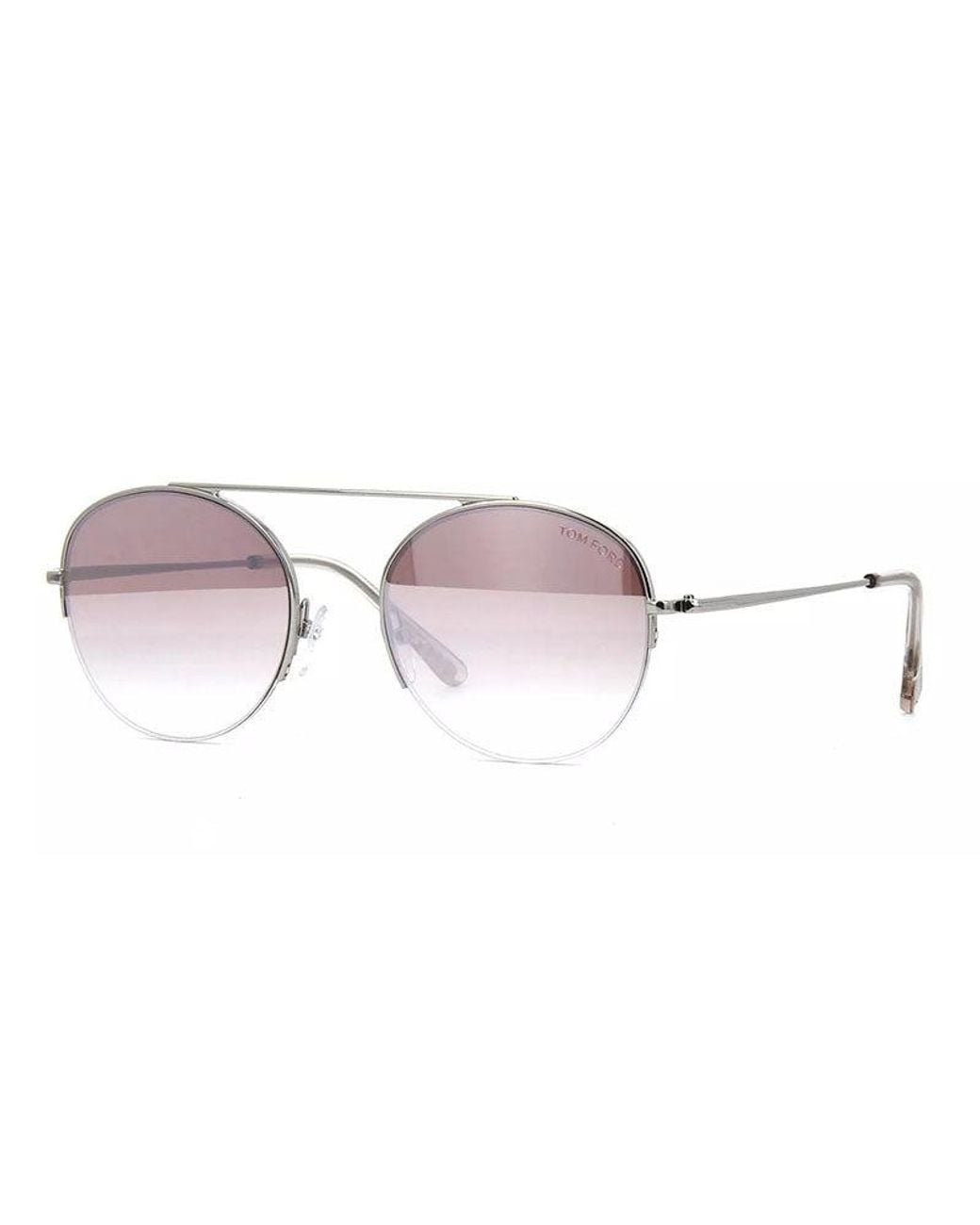 Tom Ford Pink Browline Full Rim, With A Shiny Palladium Frame And Gradient Mirror Lens
