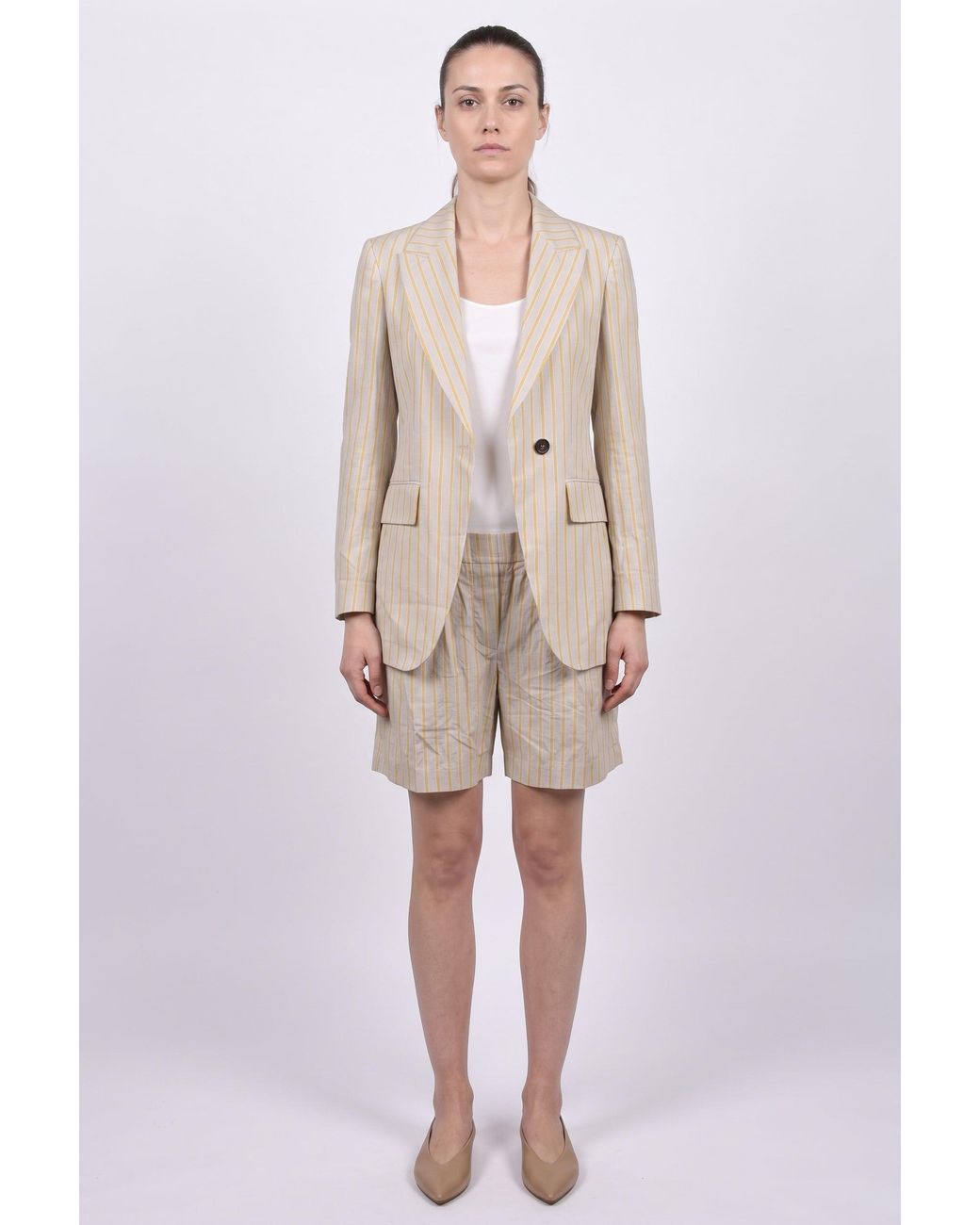 Brunello Cucinelli Natural Striped Linen Suit