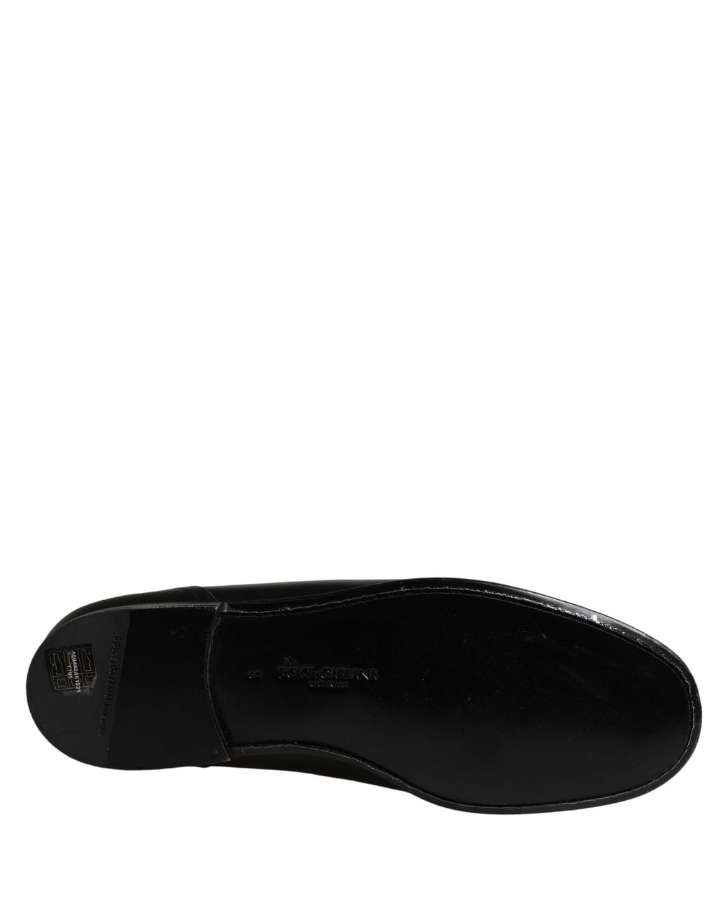 Dolce & Gabbana Black Leather Logo Plaque Loafers Shoes Calf for men