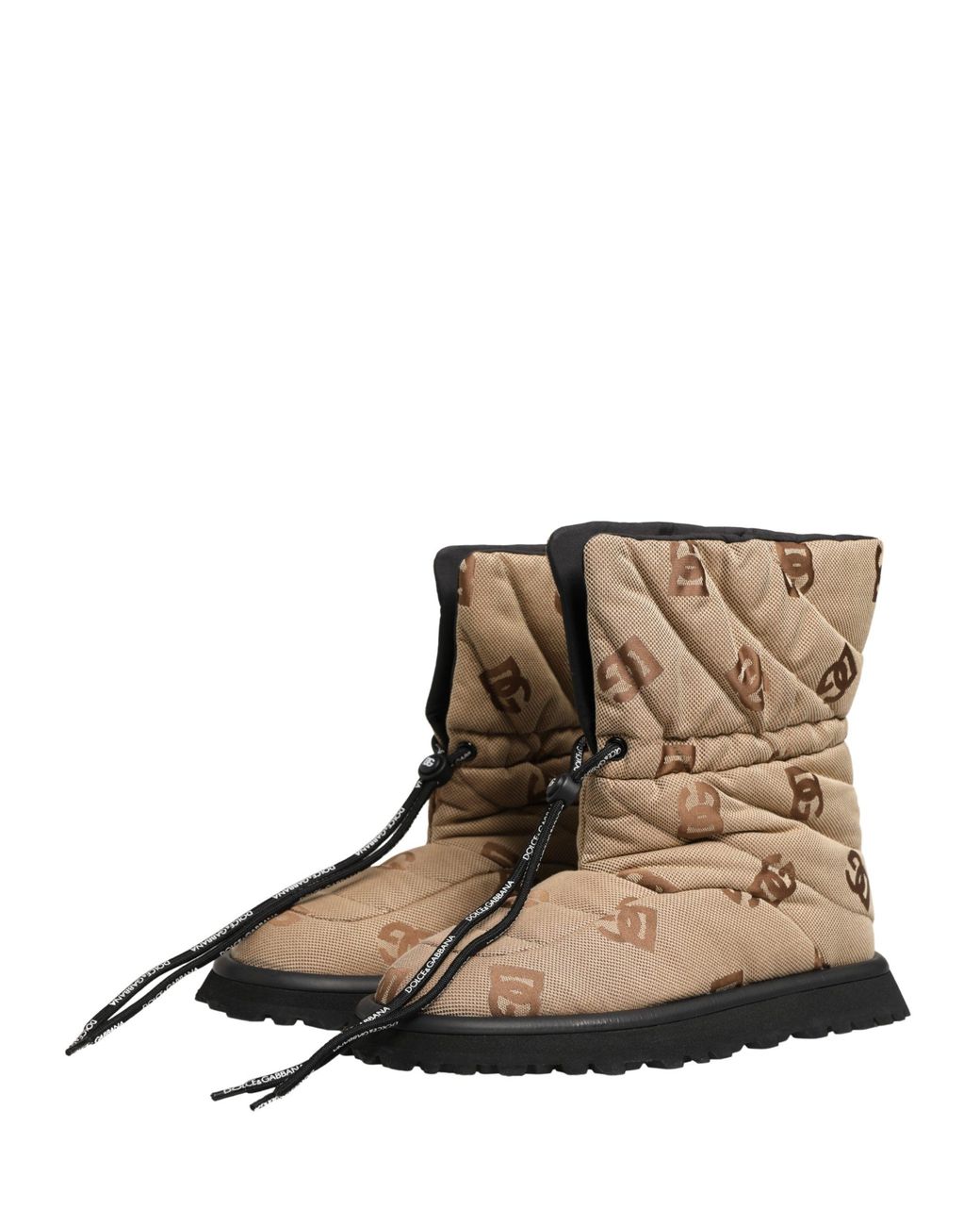 Dolce & Gabbana Natural Logo Print Lace Up Snow Boots Shoes Nylon for men