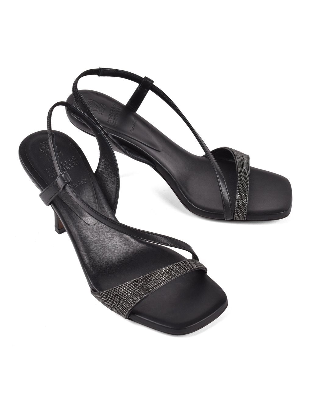 Brunello Cucinelli Black Leather Open Toe Sandals