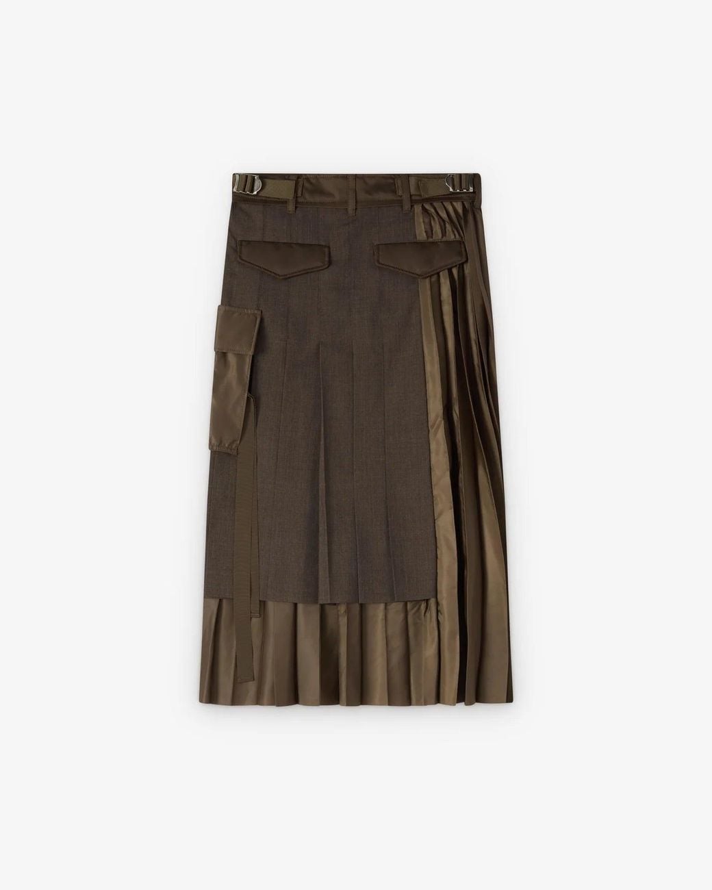 Sacai Brown Jupe Hybride Suiting X Nylon Twill Skirt Marron