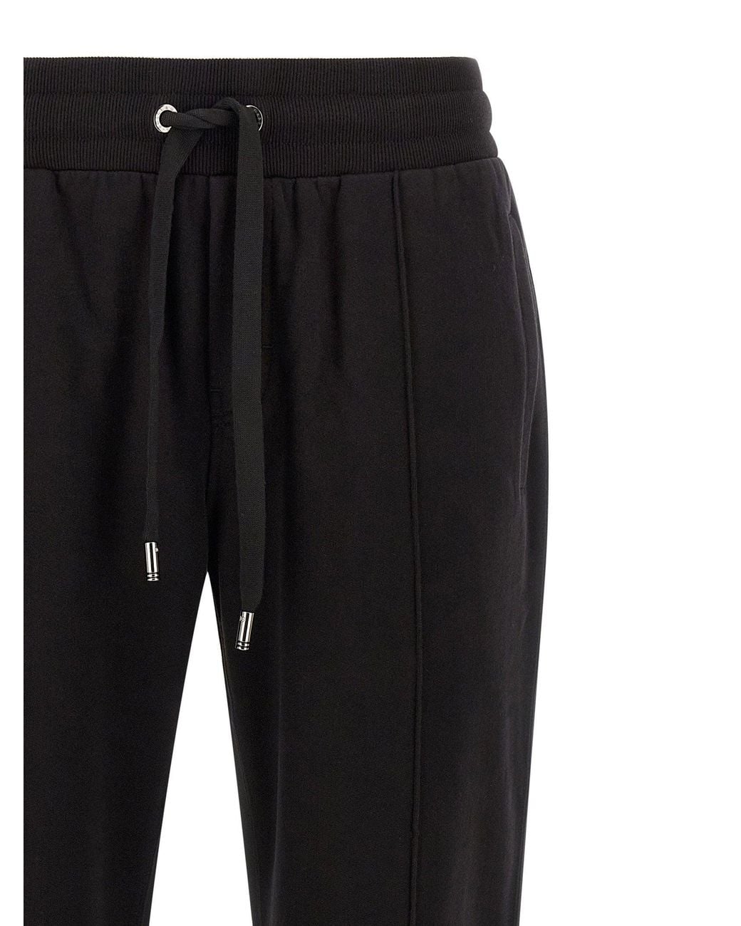 Dolce & Gabbana Black Dolce & Gabbana Logo-Plaque Cotton Jersey Joggers for men