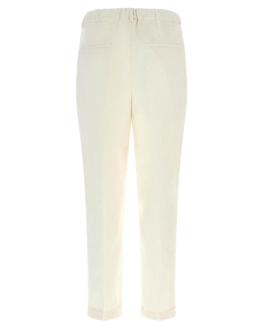 Kiton White Kiton Corduroy Cotton Trousers