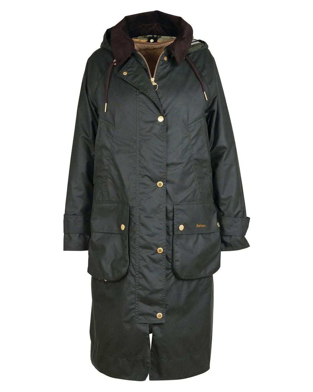 Barbour Buttoned Hooded Coat in Black | Lyst