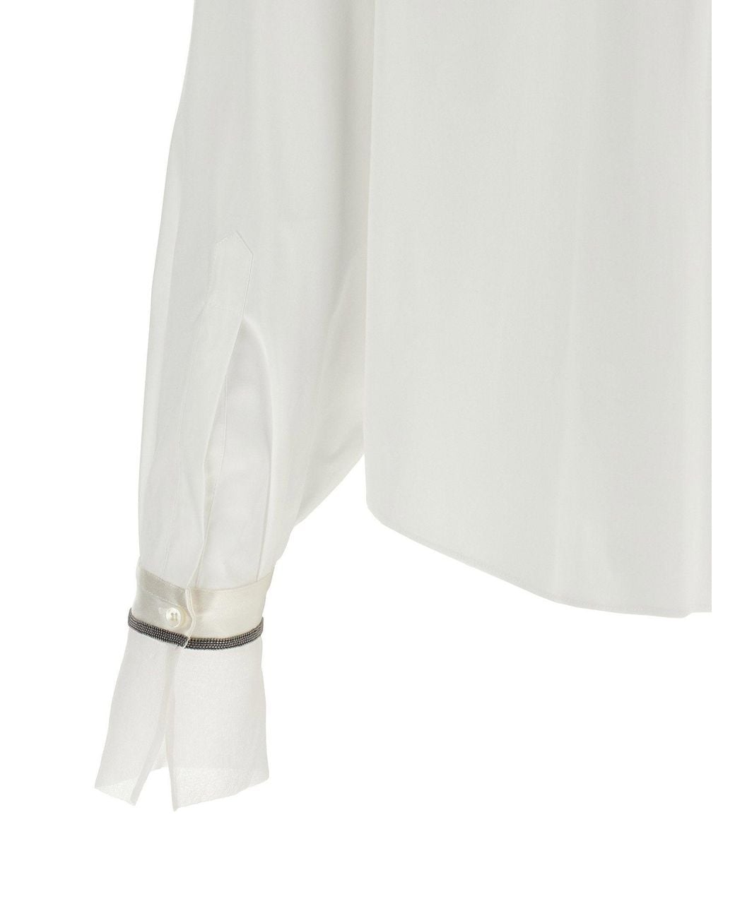 Brunello Cucinelli White Shiny Cuffs Shirt