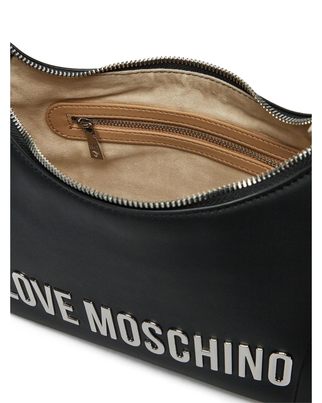 Moschino Black Logo Plaque Shoulder Bag