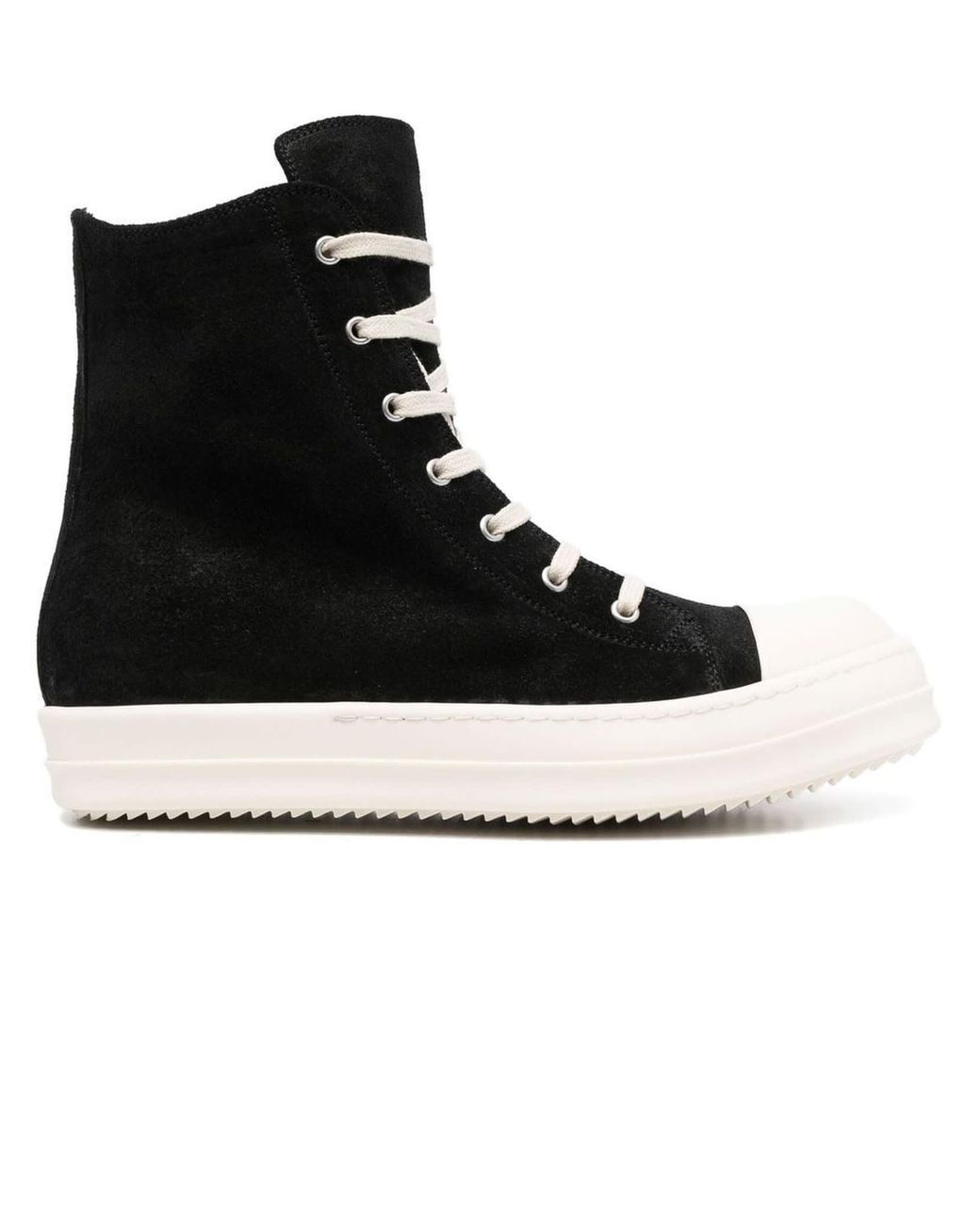 Rick Owens Jet Black Calf Leather Sneakers for Men | Lyst